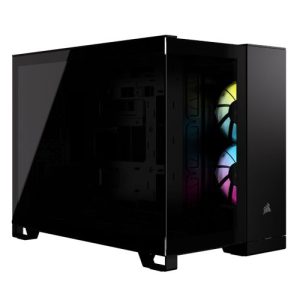 Corsair 2500X RGB Dual Chamber Gaming Case w/ Glass Side & Front, Micro ATX, 2x RGB Fans, Mesh Panels, USB-C, Asus BTF Compatible, Black - Image 1