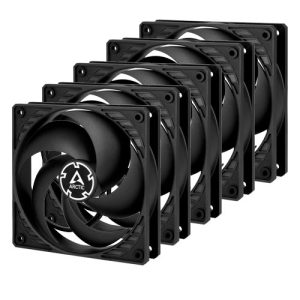 Arctic P12 12cm Pressure Optimised PWM PST Case Fans (5 Pack), Black, Fluid Dynamic, Value Pack - Image 1