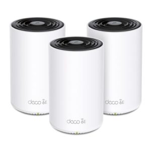 TP-LINK (DECO XE75) AXE5400 Wi-Fi 6E Tri-Band Mesh System, 3 Pack, AI-Driven Mesh, 3 x LAN on each Unit, Voice Control - Image 1