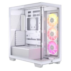 Corsair iCUE LINK 3500X RGB Gaming Case w/ Glass Side & Front, E-ATX, 3x RGB Fans & iCUE LINK Hub, USB-C, Asus BTF Compatible, White - Image 1