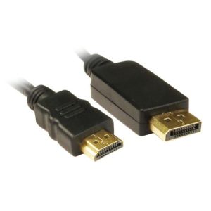 Jedel DisplayPort Male to HDMI Male Converter Cable, 1.8 Metres, Black - Image 1