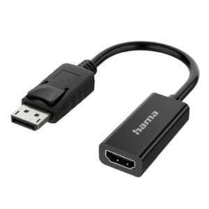 Hama DisplayPort Male to HDMI Female Converter, Ultra-HD 4K, Black, *Eco-Friendly Packaging* - Image 1