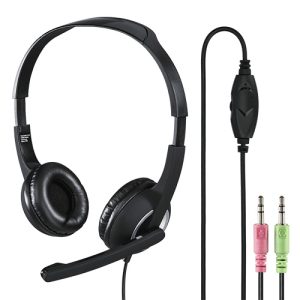 Hama HS-P150 Ultra-lightweight Headset with Boom Microphone, 3.5mm Jacks, Padded Ear Pads, Inline Controls - Image 1