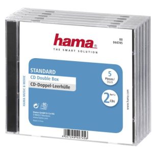 Hama 5x Double CD/DVD/Blu-Ray Cases, 2 Discs per case, Transparent/Black - Image 1