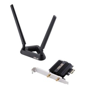 Asus (PCE-AX58BT) AX3000 (574+2402) Wireless Dual Band PCI Express Wi-Fi 6 Adapter, Bluetooth 5.0,  WPA3, OFDMA & MU-MIMO, External Base - Image 1